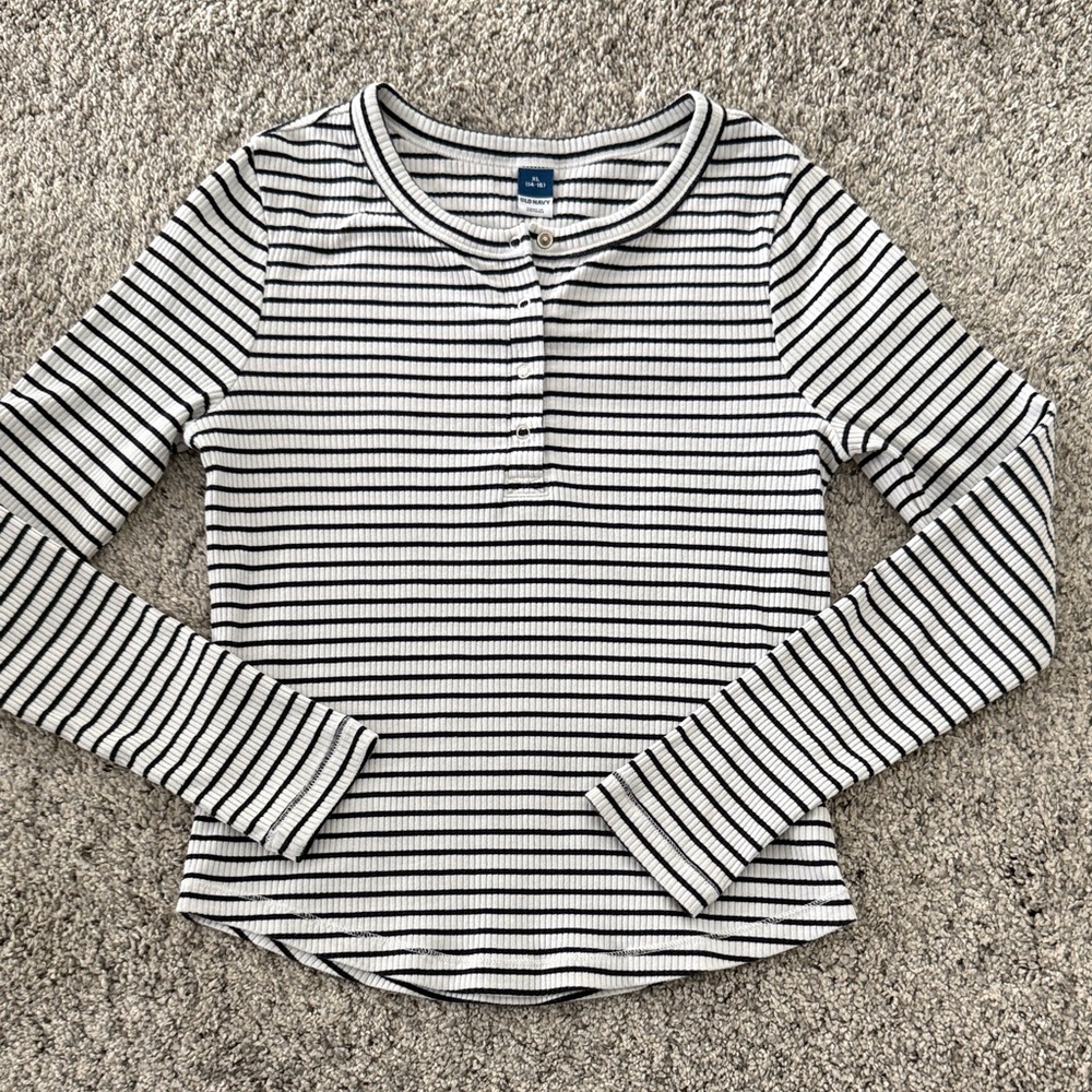 Old Navy Girl’s Henley LS Top T-shirt Striped 14/16
